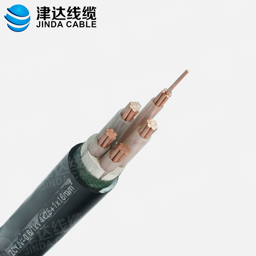 ZC-YJV 4*25+1*16銅芯交聯聚乙烯絕緣聚氯乙烯護套阻燃C類電力電纜